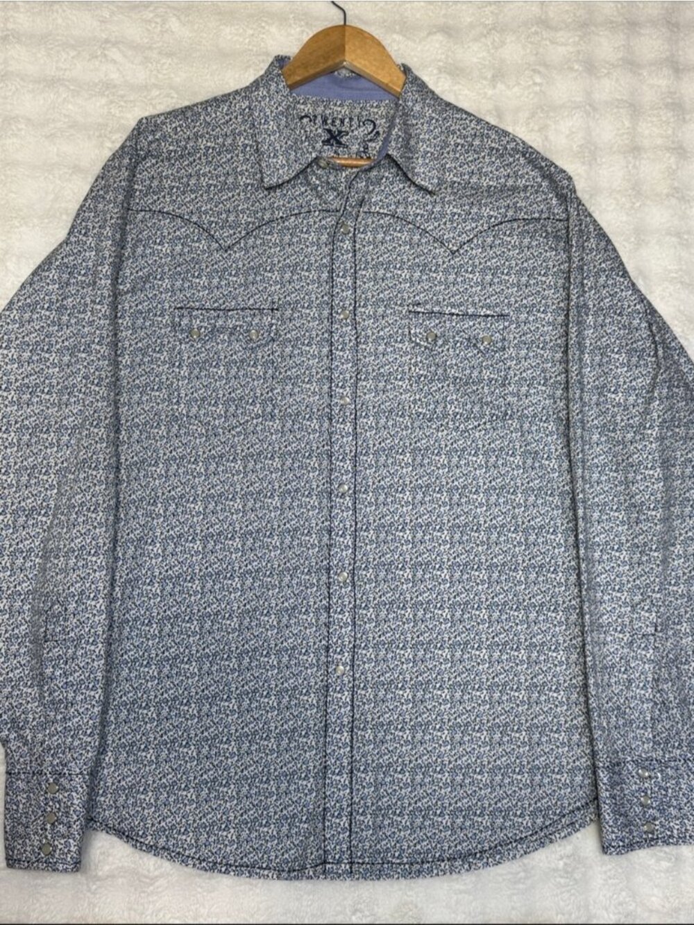 Wrangler TwentyX Western Shirt Pearl Snap Floral Micro Cowboy XL